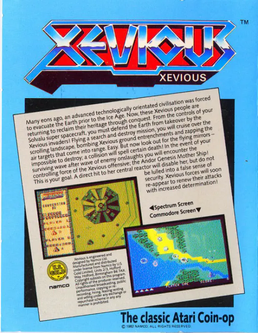 Jaquette arrière : Xevious
