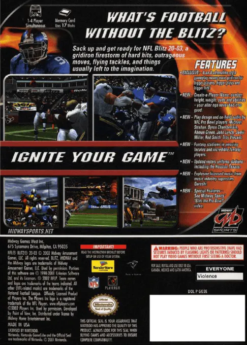 Jaquette arrière : NFL Blitz 2003