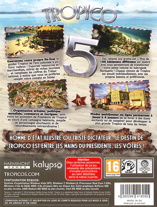 Jaquette arrière : Tropico 5