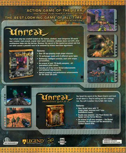 Jaquette arrière : Unreal: Gold