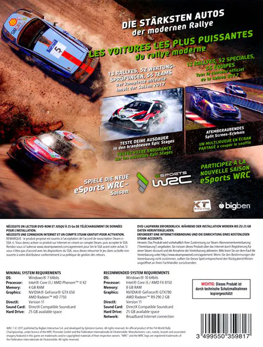 Jaquette arrière : WRC 7