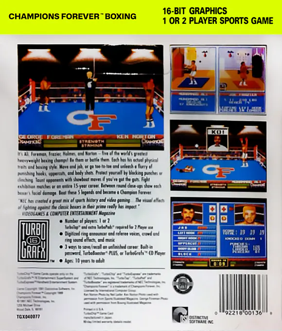 Jaquette arrière : Champions Forever Boxing [US]