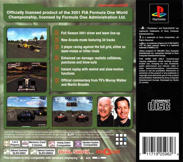 Jaquette arrière : Formula One 2001 [EU]