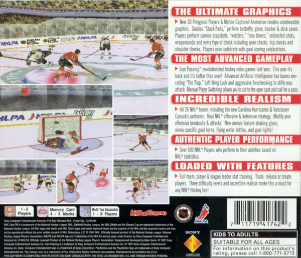 Jaquette arrière : NHL FaceOff 98 [US]
