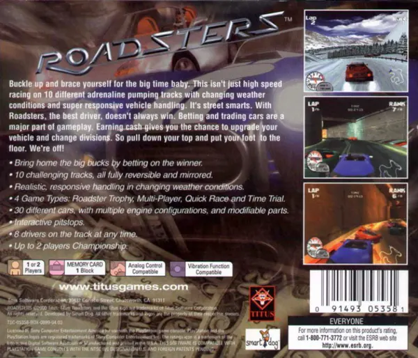 Jaquette arrière : Roadsters [US]