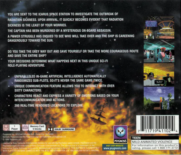 Jaquette arrière : Sentient [US]