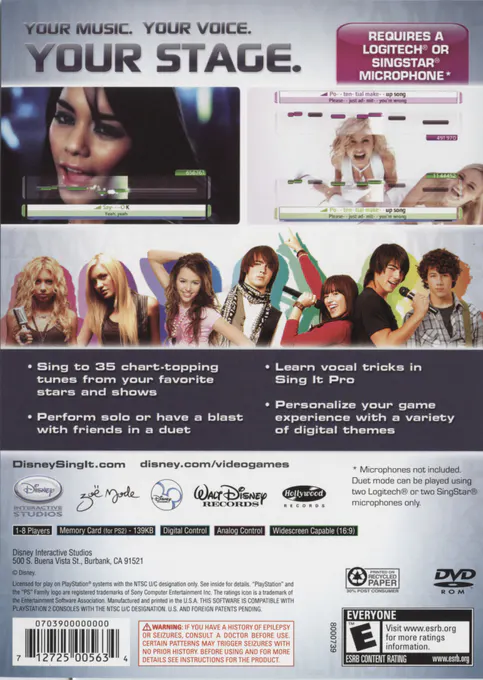 Jaquette arrière : Disney Sing It [US]
