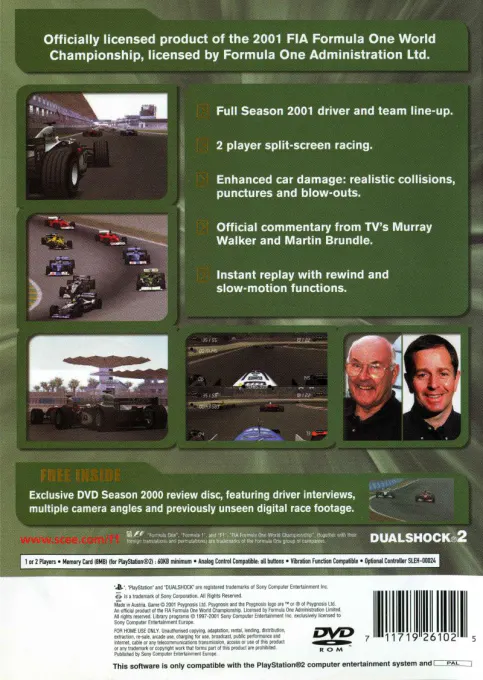 Jaquette arrière : Formula One 2001 [EU]