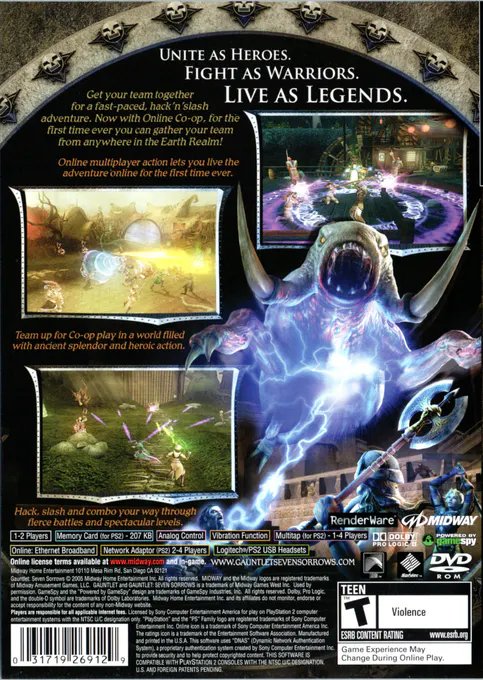 Jaquette arrière : Gauntlet : Seven Sorrows [US]