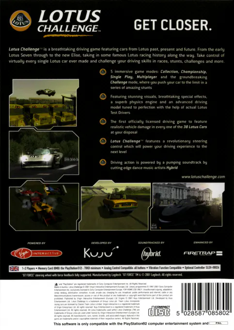 Jaquette arrière : Lotus Challenge [EU]