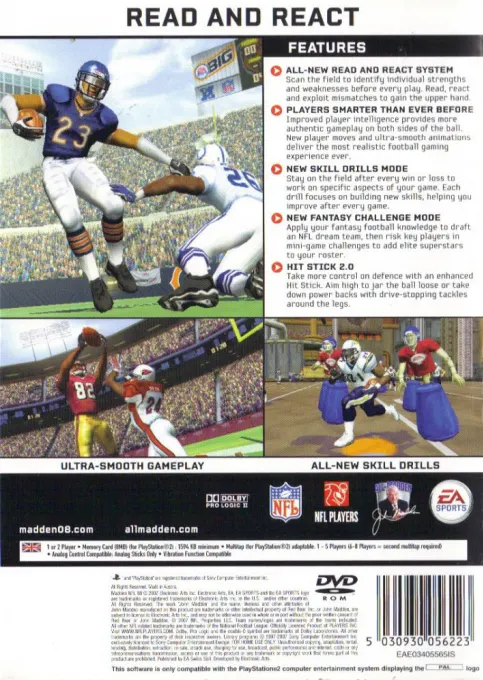 Jaquette arrière : Madden NFL 08 [EU]