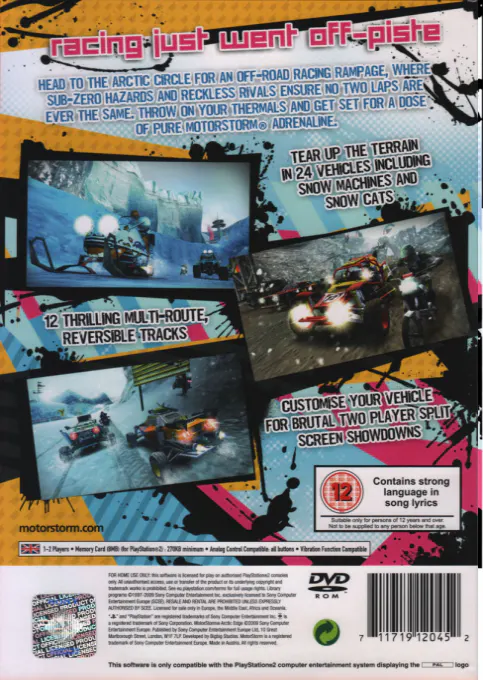Jaquette arrière : MotorStorm : Arctic Edge [EU]