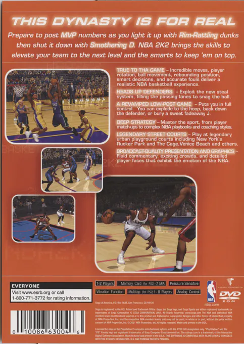 Jaquette arrière : NBA 2K2 [US]