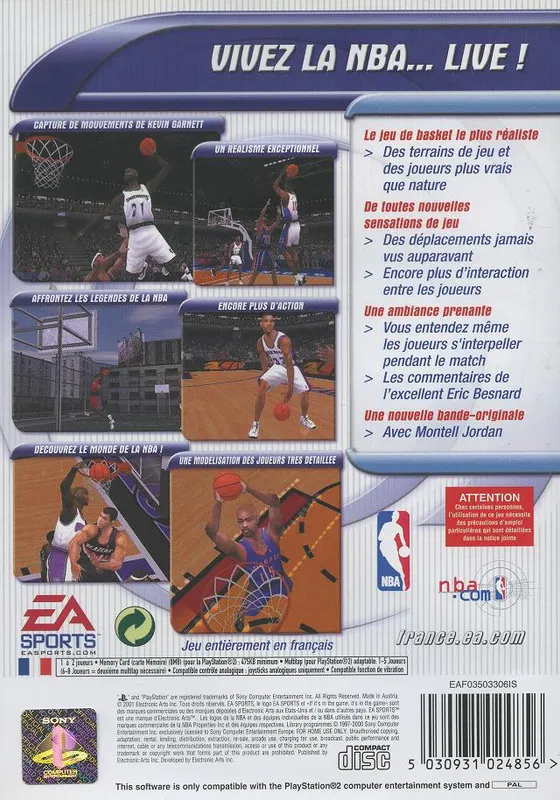 Jaquette arrière : NBA Live 2001 [FR]