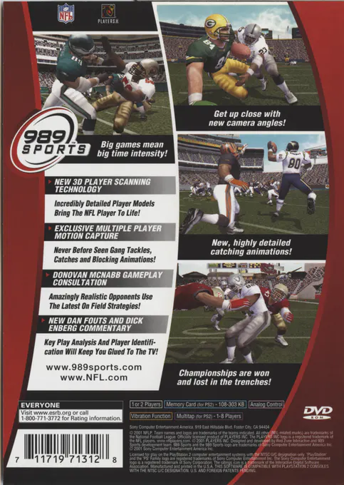 Jaquette arrière : NFL GameDay 2002 [US]