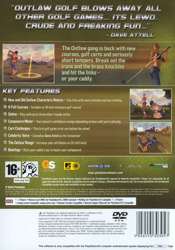 Jaquette arrière : Outlaw Golf 2 [EU]