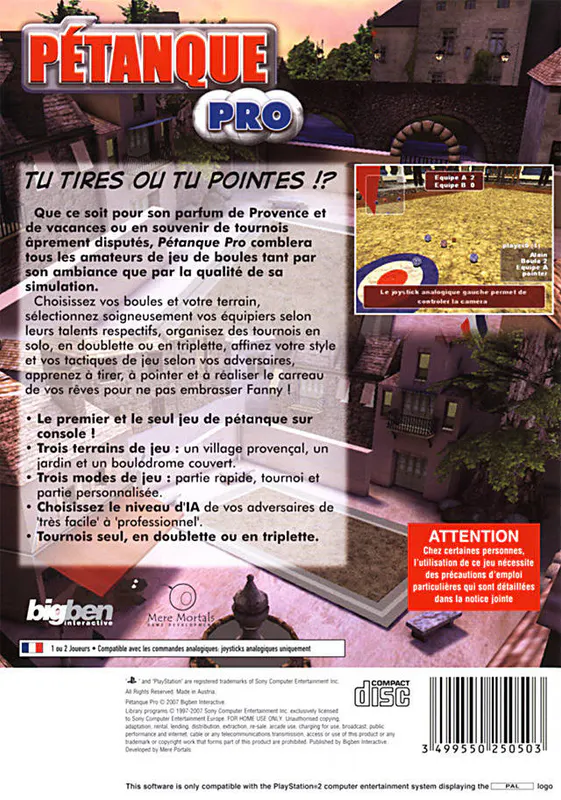 Jaquette arrière : Pétanque Pro [FR]
