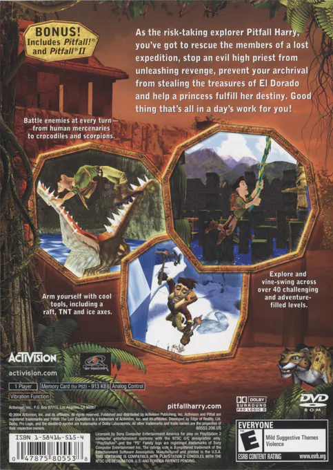 Jaquette arrière : Pitfall : The Lost Expedition [US]