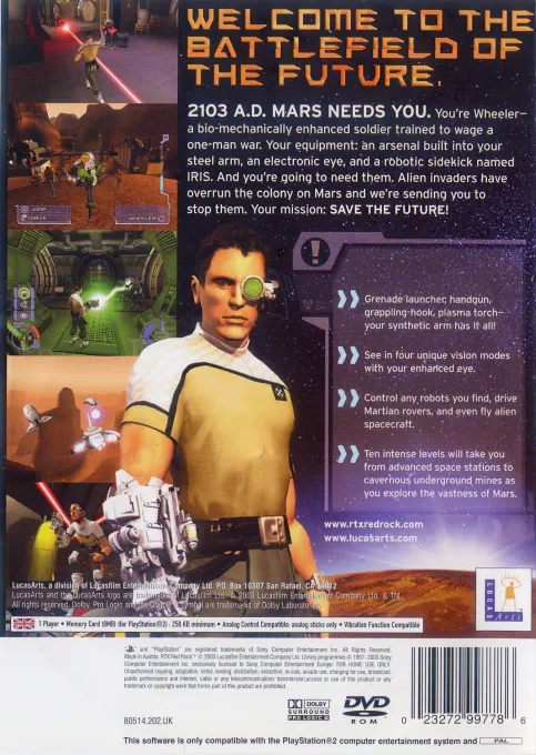 Jaquette arrière : RTX : Red Rock [EU]