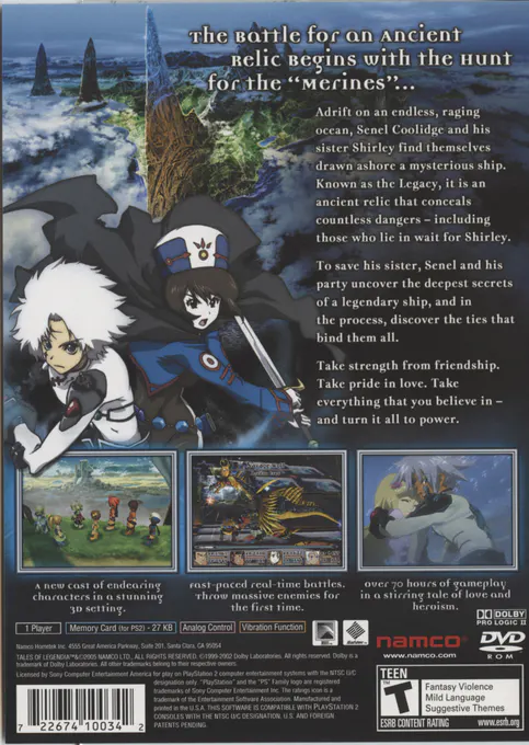 Jaquette arrière : Tales of Legendia [US]