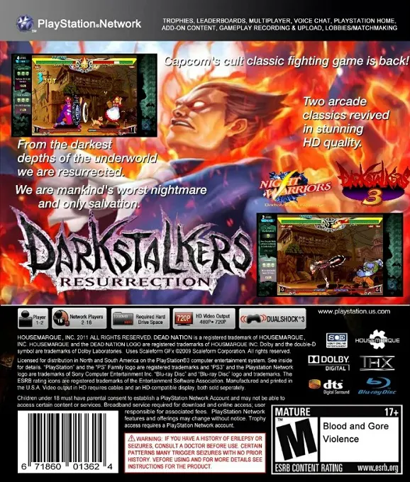 Jaquette arrière : Darkstalkers Resurrection