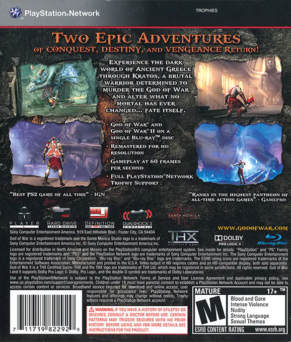 Jaquette arrière : God of War Collection [US,ASI]