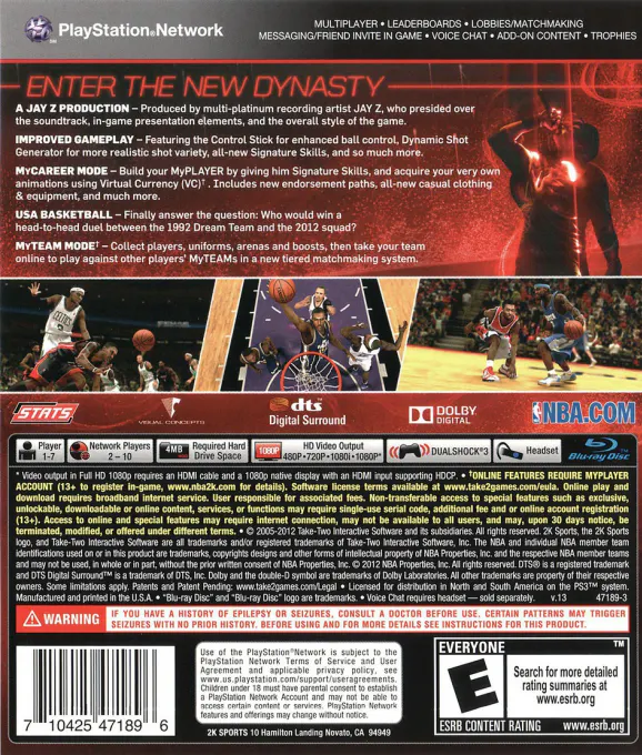 Jaquette arrière : Nba 2k13