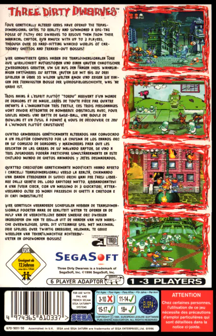 Jaquette arrière : Three Dirty Dwarves [EU]