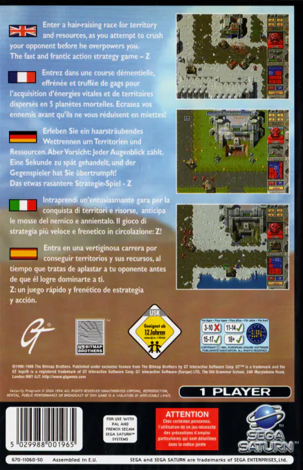 Jaquette arrière : Z [EU]
