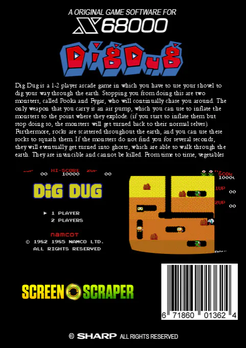 Jaquette arrière : Dig Dug [JP]