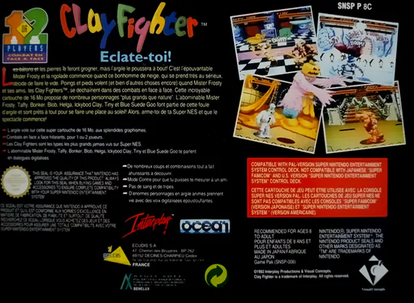 Jaquette arrière : Clay Fighter [EU]