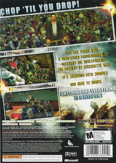 Jaquette arrière : Dead Rising [US]